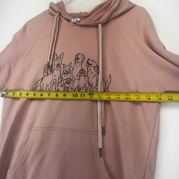 Independent Trading Co. "Easily Distracted By Dogs" Graphic Hoodie Medium Pink - Picture 6 of 7